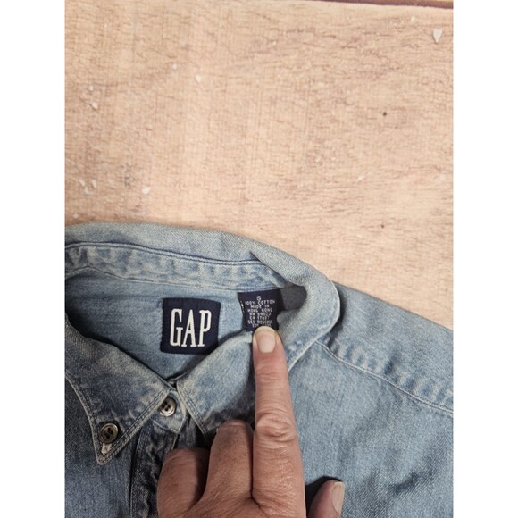 Vintage 90s Gap Denim Button Down Shirt Men's Size Small Blue - Picture 3 of 6